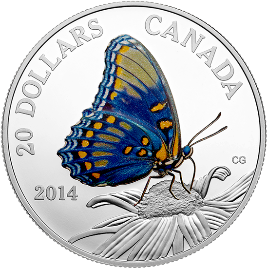 Canada 2014 Red-spotted Purple Butterflies Silver 1 - Canadian Butterfly Coin (570x570), Png Download