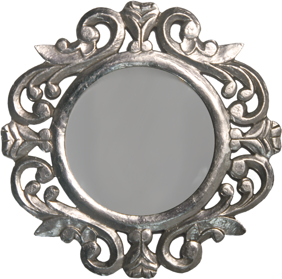Silver Mirror - Antique (600x599), Png Download