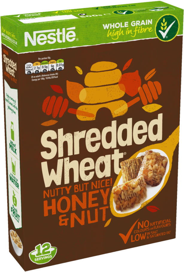 Shredded Wheat Honey & Nut Cereal Box - Nestle (752x1003), Png Download