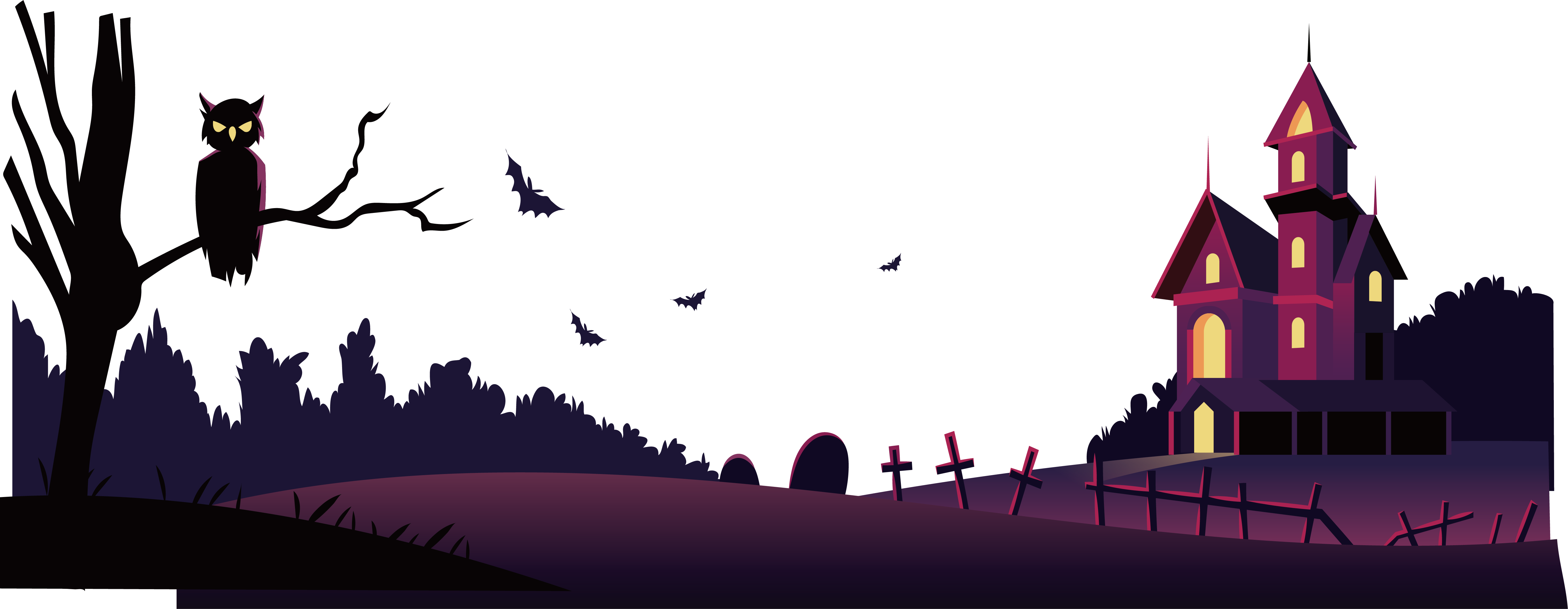 Banner Transprent Png Free - Halloween Banner Purple (5528x2148), Png Download