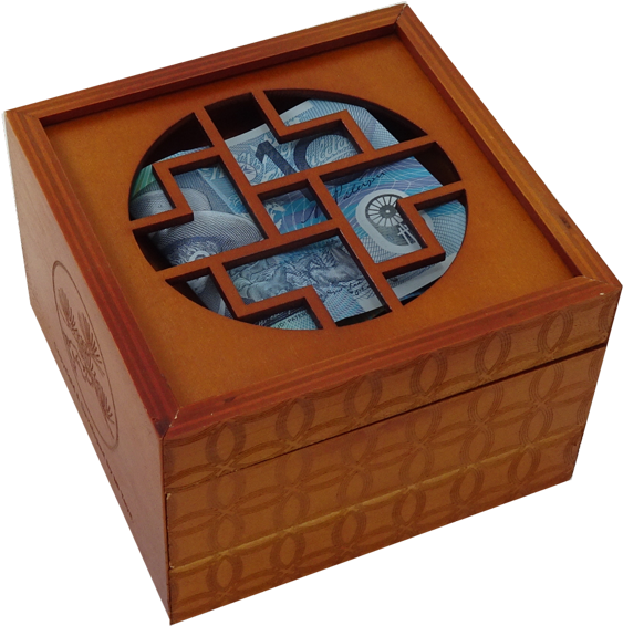 Secret Opening Puzzle Box Chinese Pine With Money Inside - Chinese Puzzle Box (600x600), Png Download