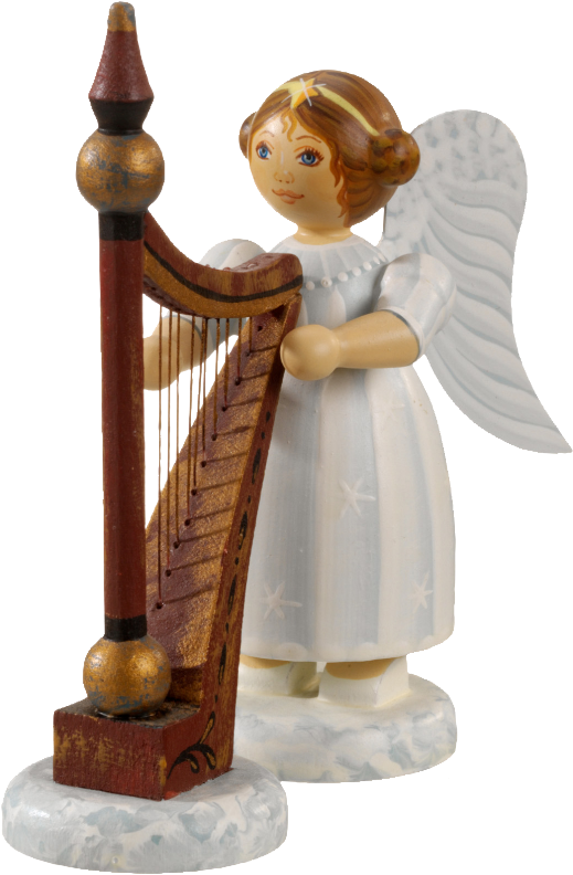 "angel With Harp" - Angel (534x800), Png Download