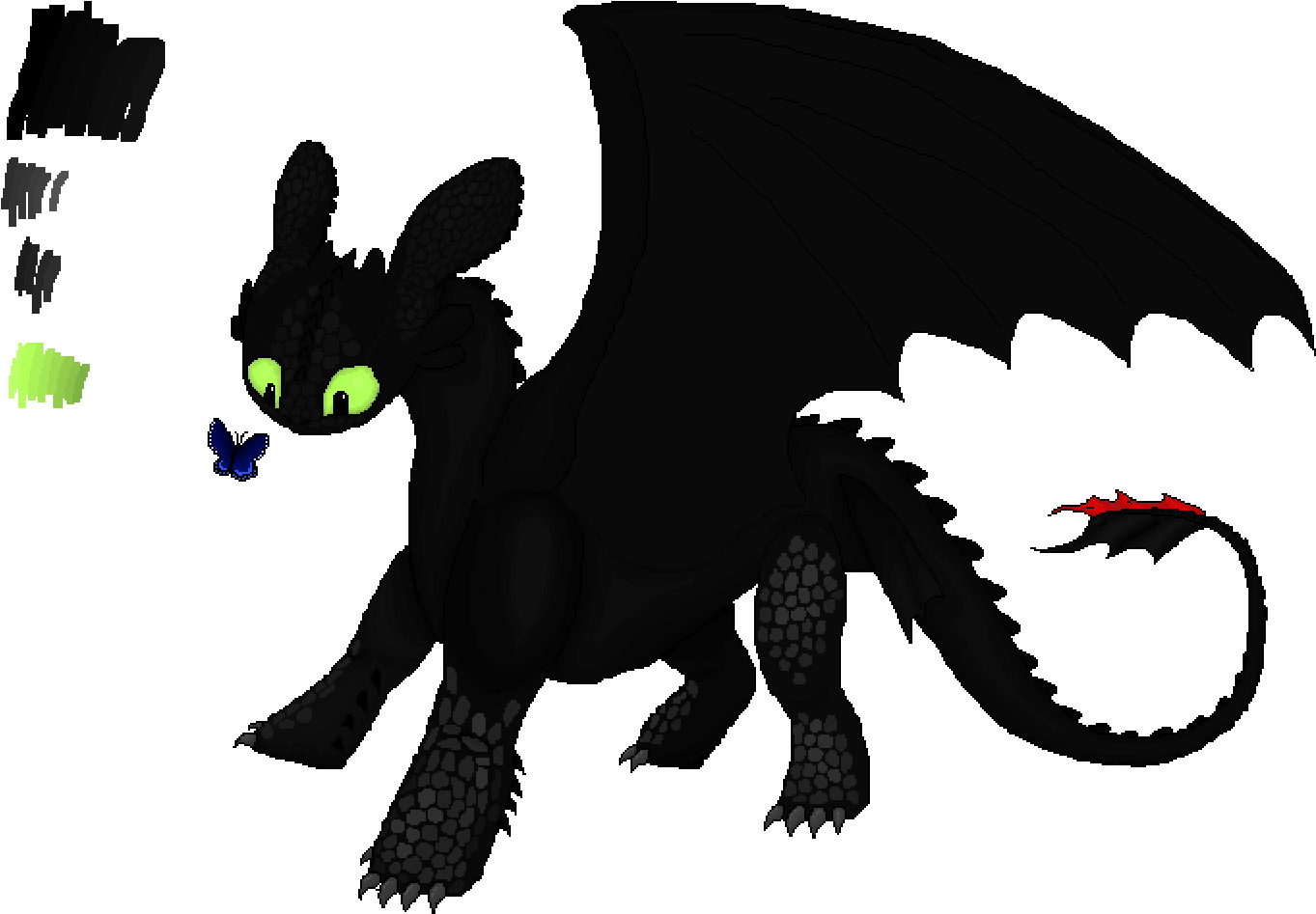 Toothless With A Butterfly - Dragon (1400x1000), Png Download