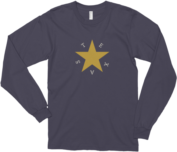 Texas Star Long Sleeve T-shirt - Long-sleeved T-shirt (600x600), Png Download