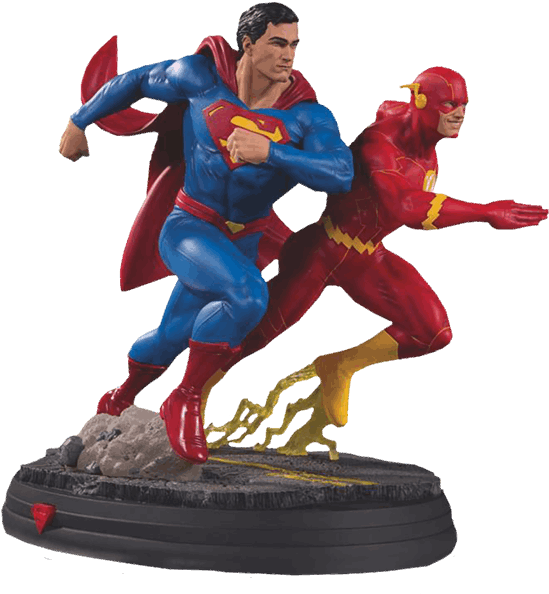 The Flash Dc Gallery 10” Dc Collectibles Statue - Superman Vs Flash Race Statue (600x600), Png Download