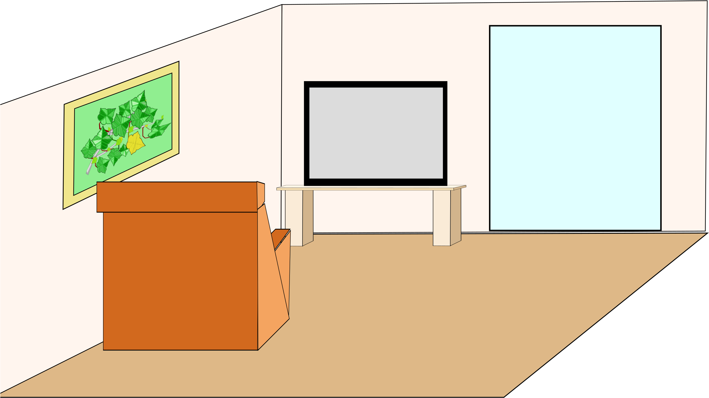 Banner Black And White Table Sala Clip Art Transprent - Room Clipart Png (2400x1697), Png Download