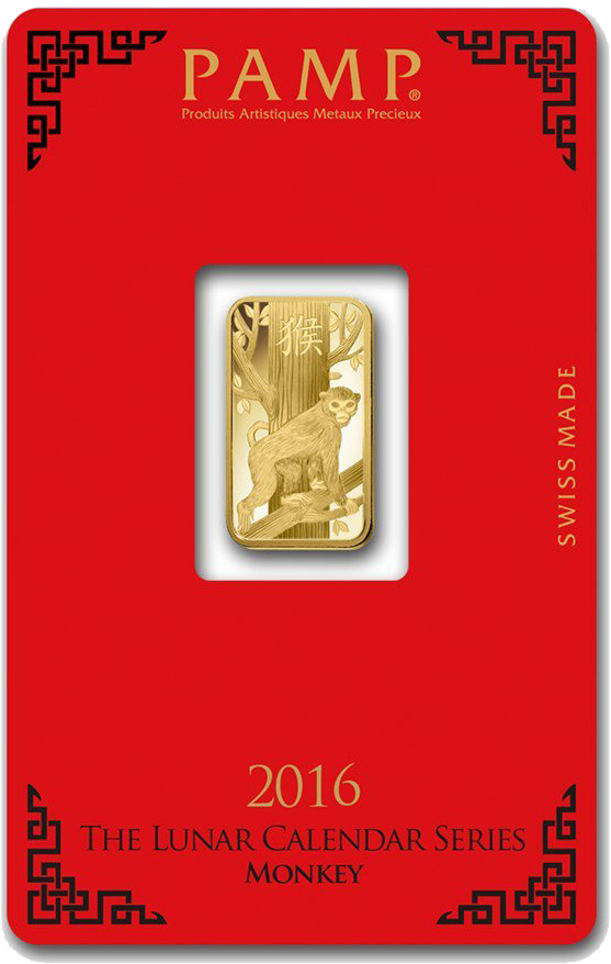 Pamp 2016 Lunar Monkey 5g Gold Bar - Gold Bar (900x900), Png Download