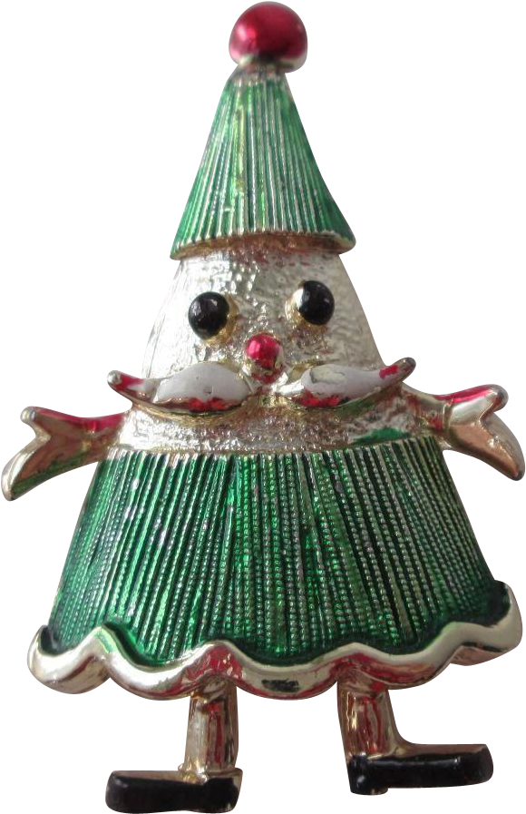 Mid Century Modern Christmas Tree Santa Brooch Vintage - Christmas Tree (896x896), Png Download