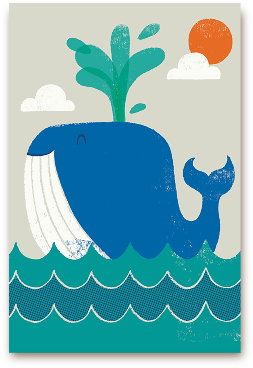 Whale Postcard (1400x1500), Png Download