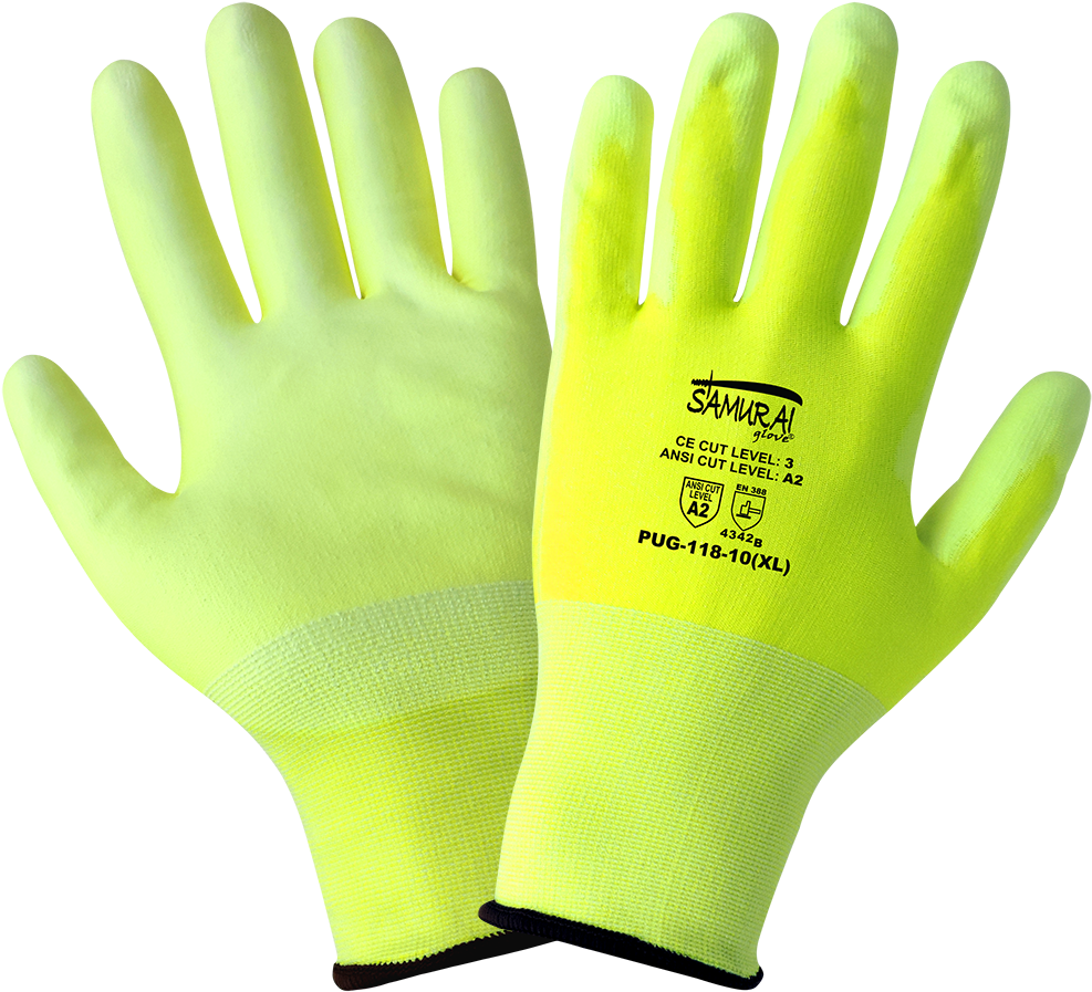 High Visibility Pu Coated Cut Resistant Gloves - Wool (1000x1000), Png Download