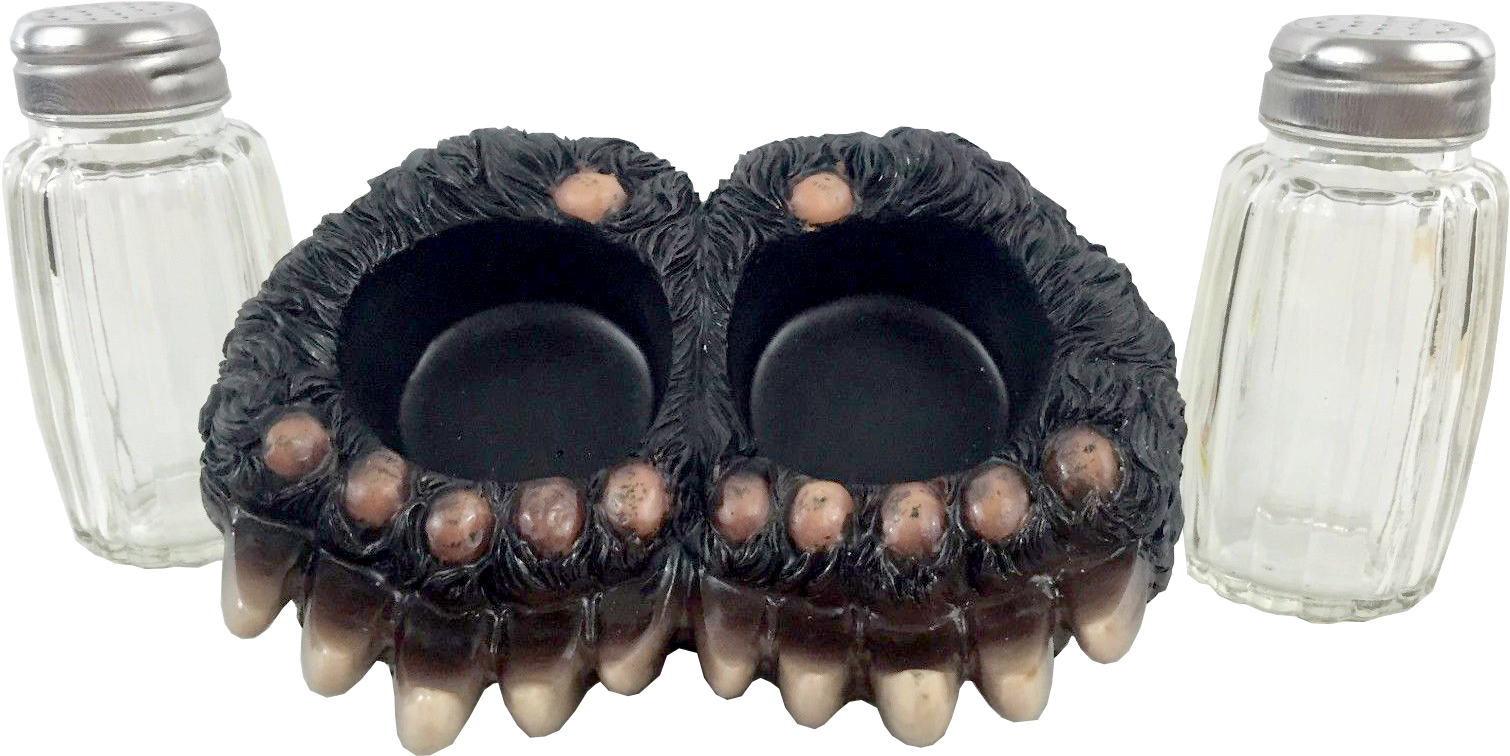 Bear Paw Salt And Pepper Shaker Set - Glass Bottle (1600x1600), Png Download