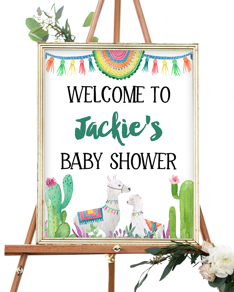 Fiesta Llama Welcome Sign - Fall Baby Shower Welcome Sign (819x1024), Png Download