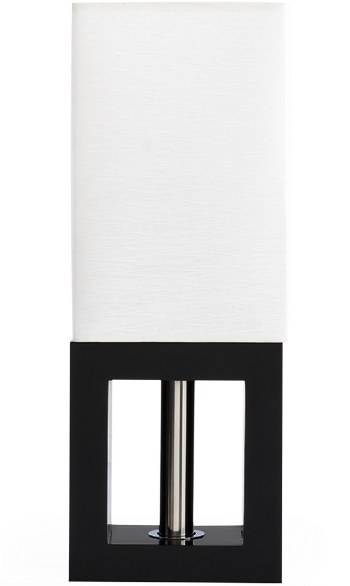 Image For Black Wooden Table Lamp With White Fabric - Lampshade (519x804), Png Download