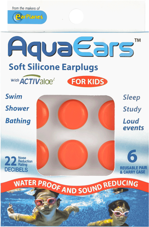 Aquaears® Kids Soft Silicone Earplugs Packaging Front - Parallel (1080x1080), Png Download