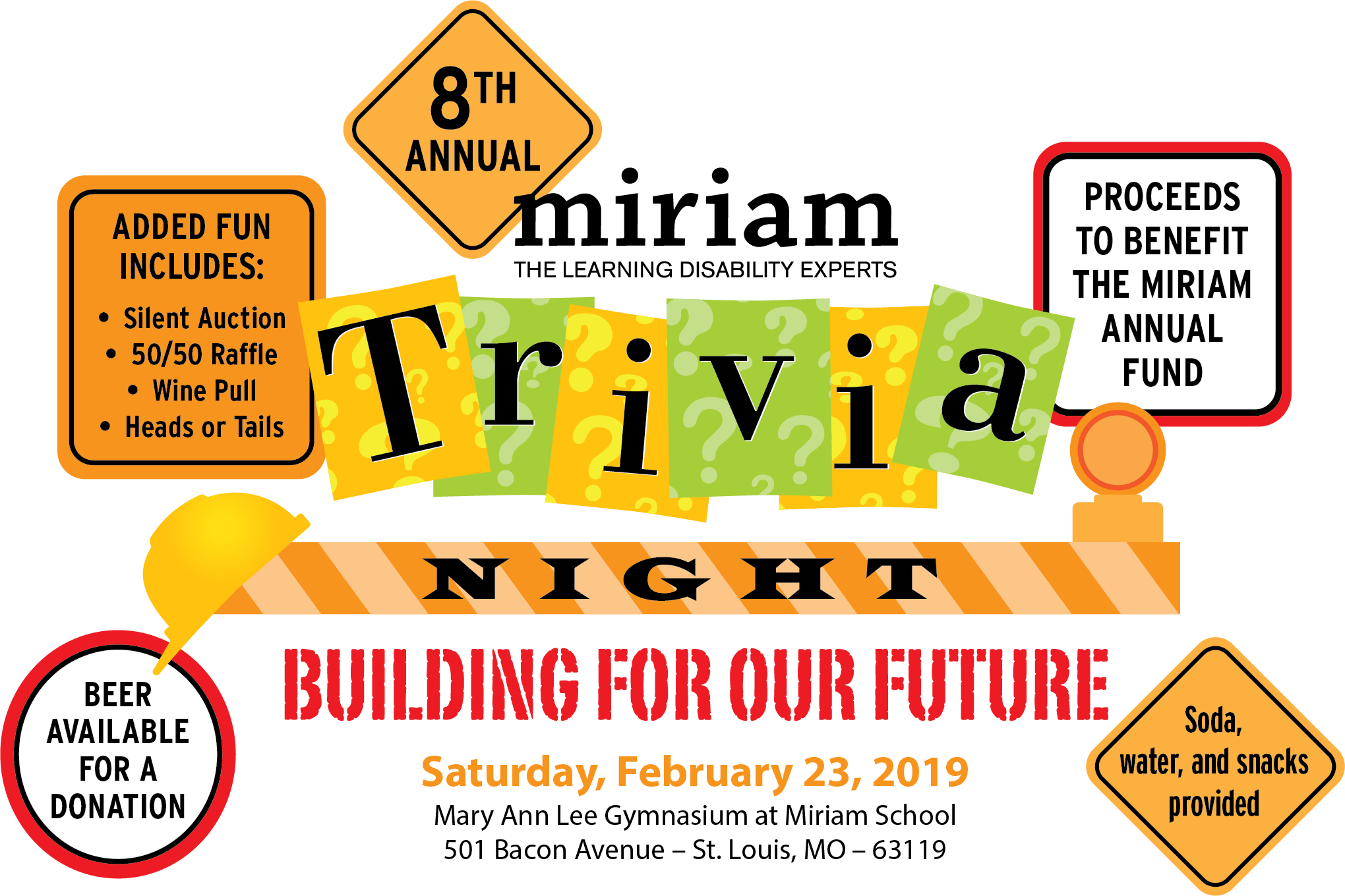 8th Annual Friends Of Miriam Trivia Night Building - Traffic Sign (2040x1360), Png Download