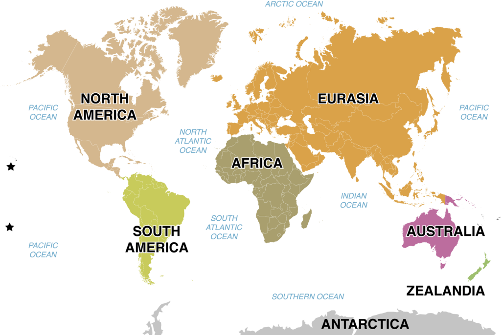 Here Is Another Map Showing The Continent Eurasia Instead - World Map (1024x686), Png Download