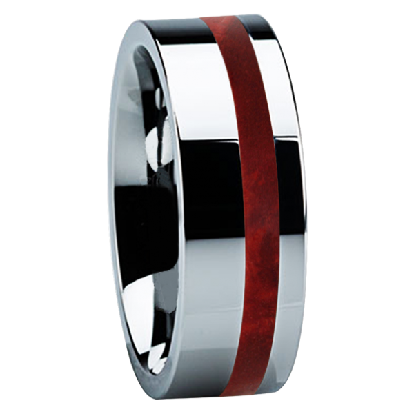 8 Mm Red Box Elder Wood Inlay In Titanium Model - Ring (600x600), Png Download