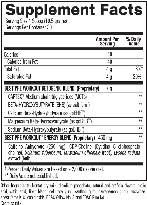 Supplement Facts For Best Pre Workout - Best Pre Workout Bpi (500x695), Png Download
