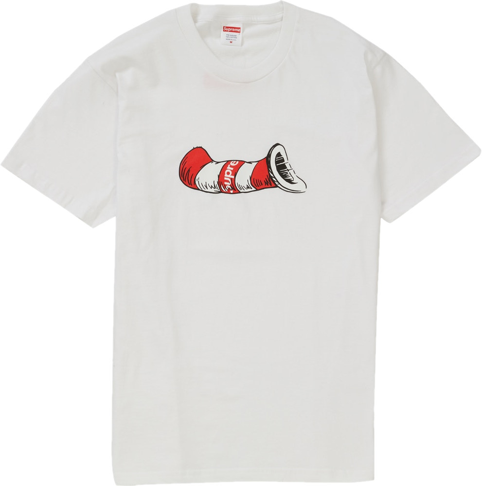 Image Of Supreme White "cat In The Hat" Tee - Custom Heart Walk T Shirt (991x1000), Png Download