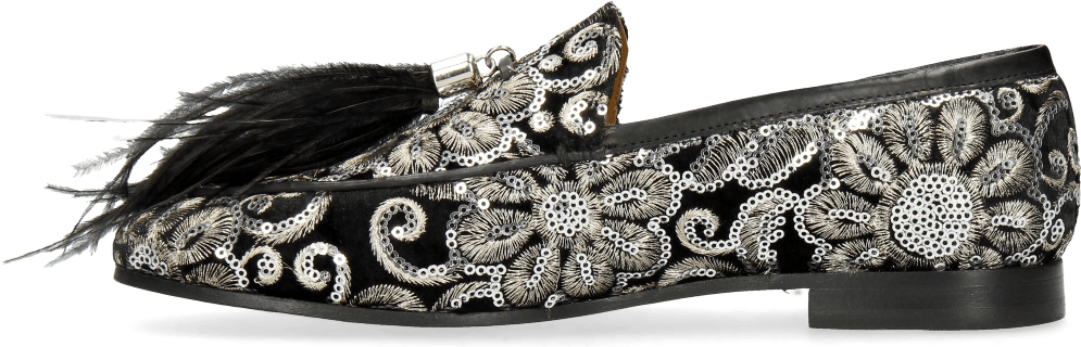 Loafers Scarlett 3 Zardosi Black Tassel Feather Black - Ballet Flat (1024x1024), Png Download