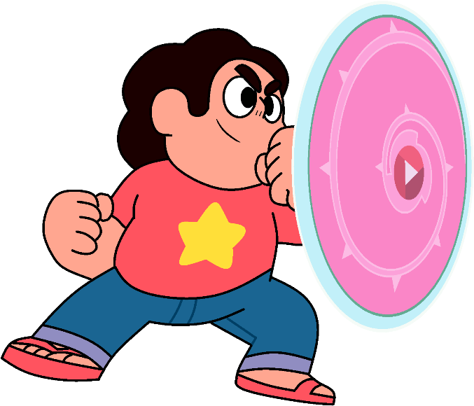 Steven Universe With His Weapon - Steven Universe With Shield (706x600), Png Download