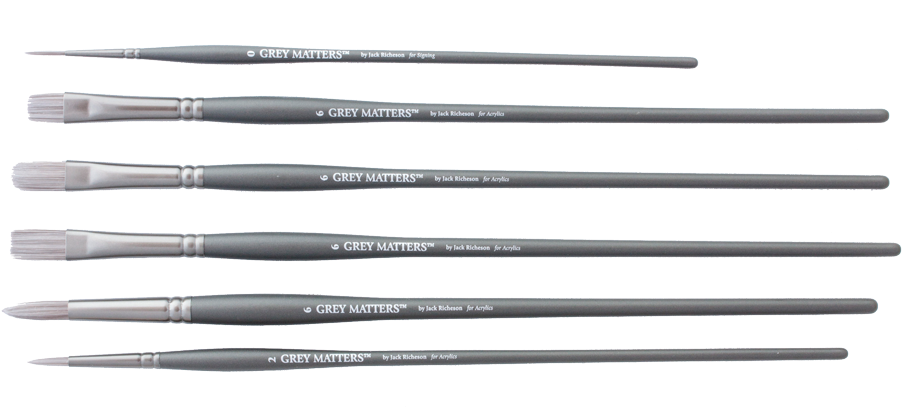 Richeson Grey Matters Brush Set Of 6 Synthetic Acrylic - Wedge (1000x411), Png Download