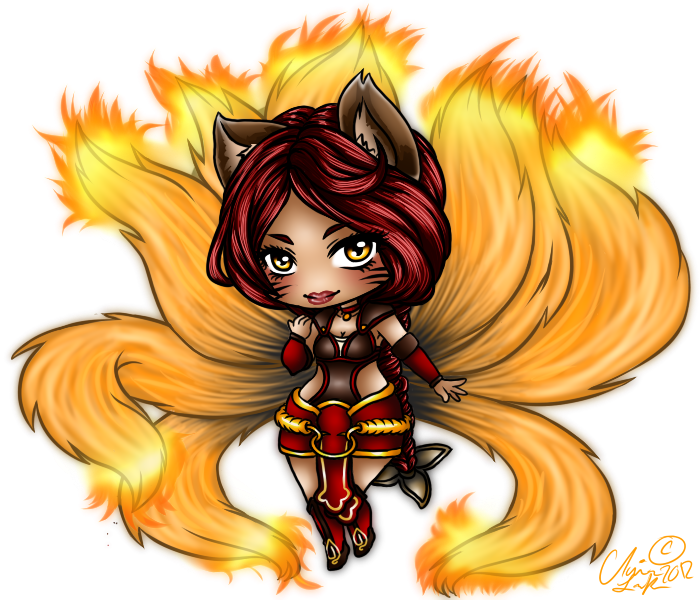 Ahri Firefox Chibi (700x600), Png Download