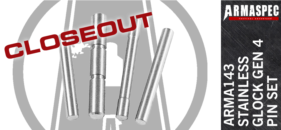 Armaspec Stainless Steel 4 Pin Kit Set For Glock Gen - Screw Extractor (966x441), Png Download