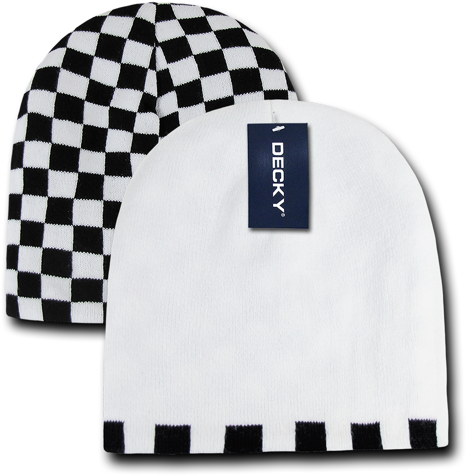 Decky Race Checkered Flag Reversible Beanies Beany - Hairspray Black And White Dress (1000x1000), Png Download