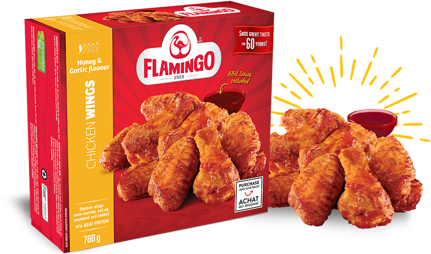 Honey & Garlic Wings - Flamingo Chicken Wings (860x495), Png Download
