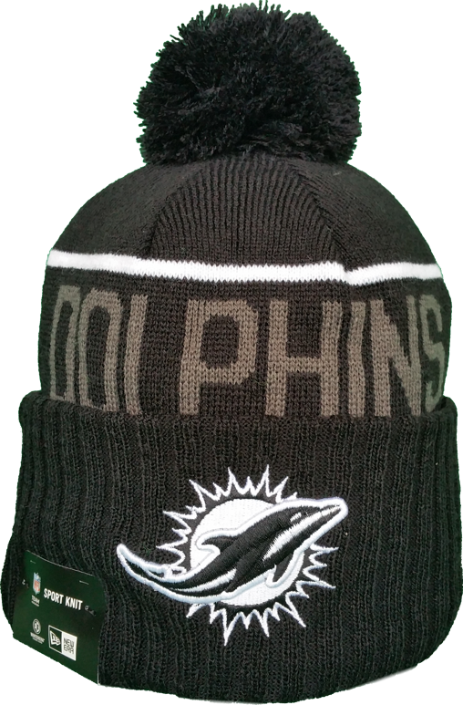Miami Dolphins Fleece Lined Black Pom Toque More Than - Knit Cap (508x773), Png Download
