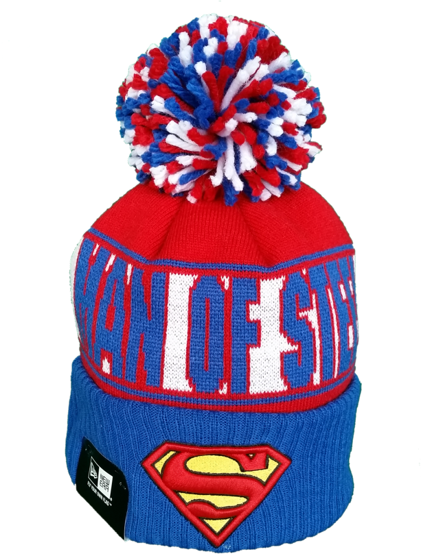 Superman Man Of Steel Pop Culture New Era Pom Toque - Beanie (612x816), Png Download