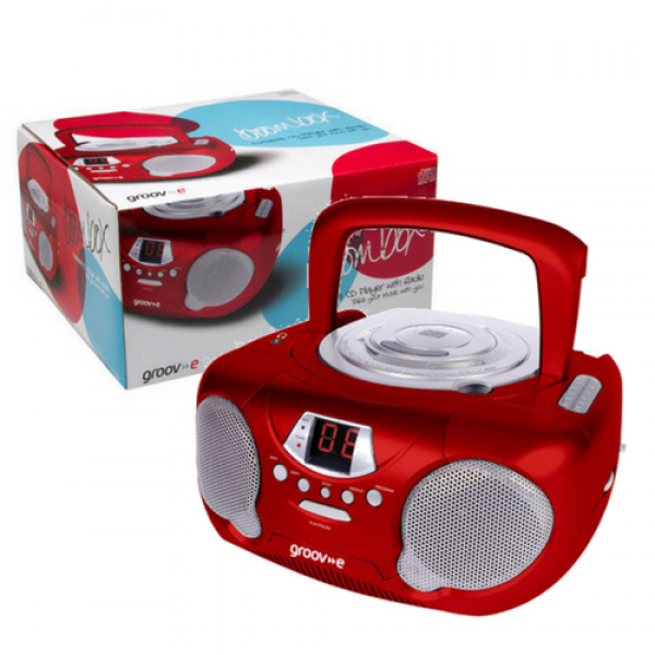 Groov-e Boombox Portable Cd Player With Radio And Headphone - Cd Player (600x600), Png Download
