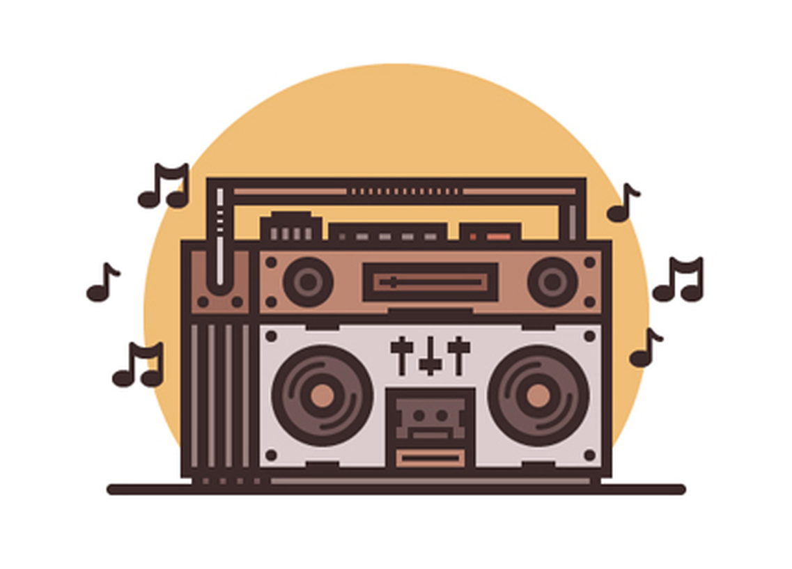 Clip Transparent Boombox Transparent Vector - Radio Con Nota Musicales (1280x960), Png Download