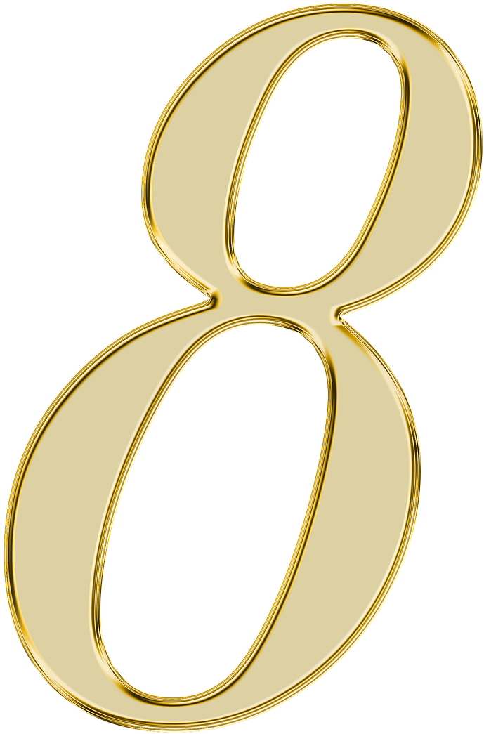 Number 8 Gold Png (940x1280), Png Download