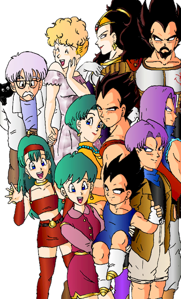 “this Depicts The Whole Vegeta And Bulma Family Tree, - King Vegeta And Queen Bulma (614x1010), Png Download