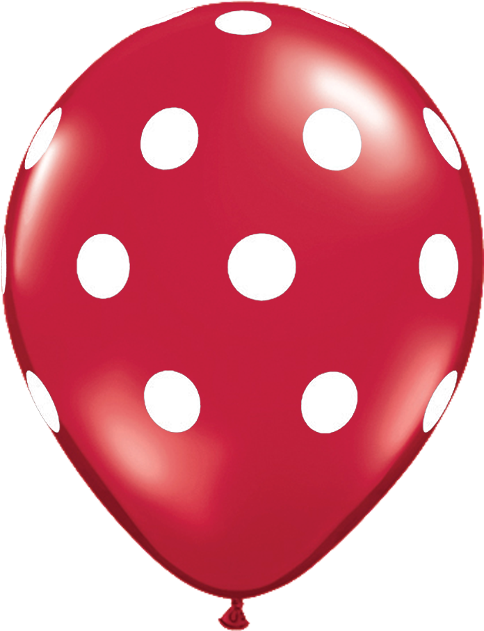 11" Jewel Ruby Red Polka Dot Balloon - Balloon With Polka Dots (1140x972), Png Download
