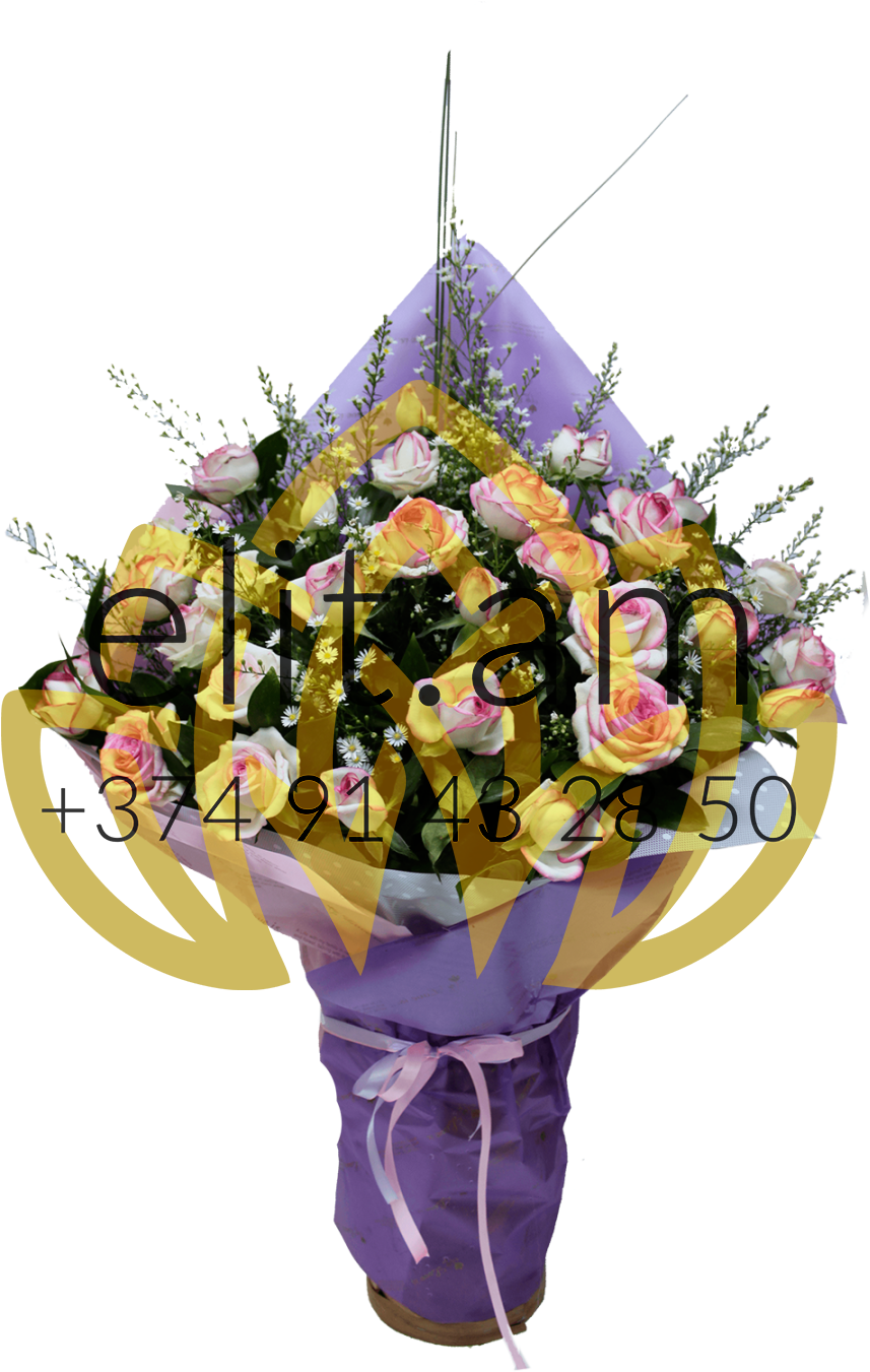 A Floral Arrangement Of Purple Roses 13,000 ֏ - Bouquet (900x1350), Png Download