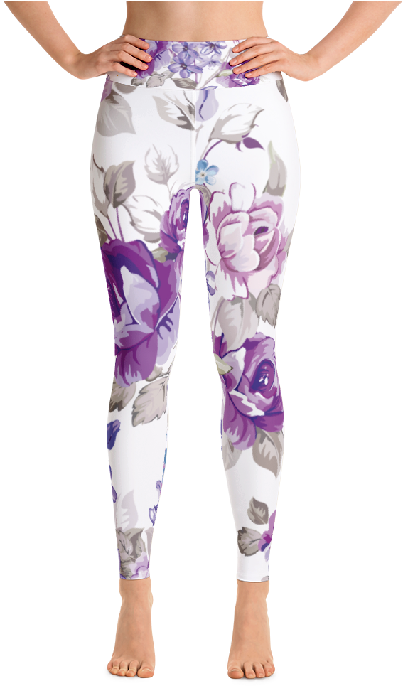 Yoga Leggings Purple Roses - Yoga Pants (1000x1000), Png Download
