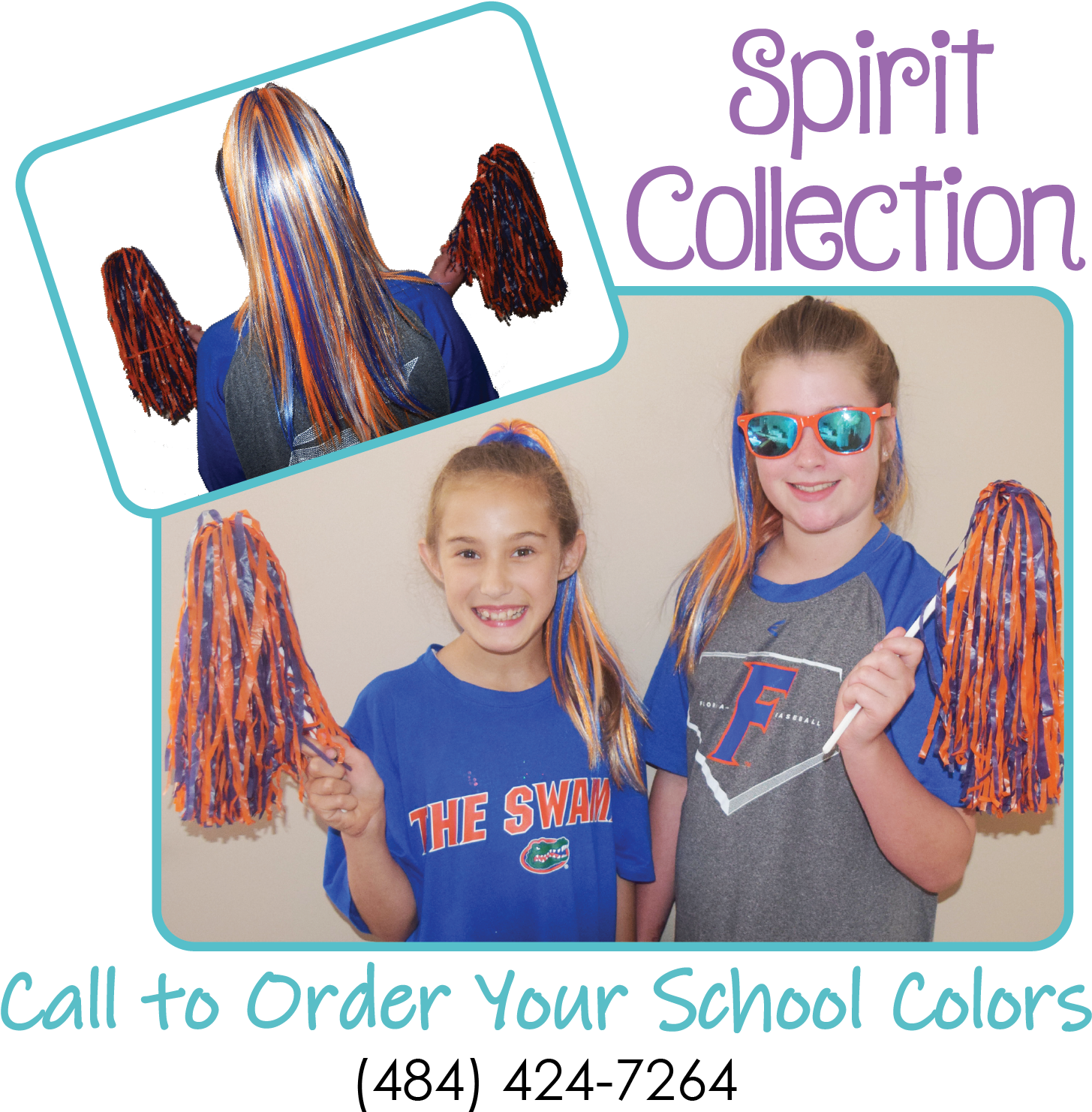 Spirit Ponytail- Blue, Orange, White - Photo Caption (1468x1593), Png Download