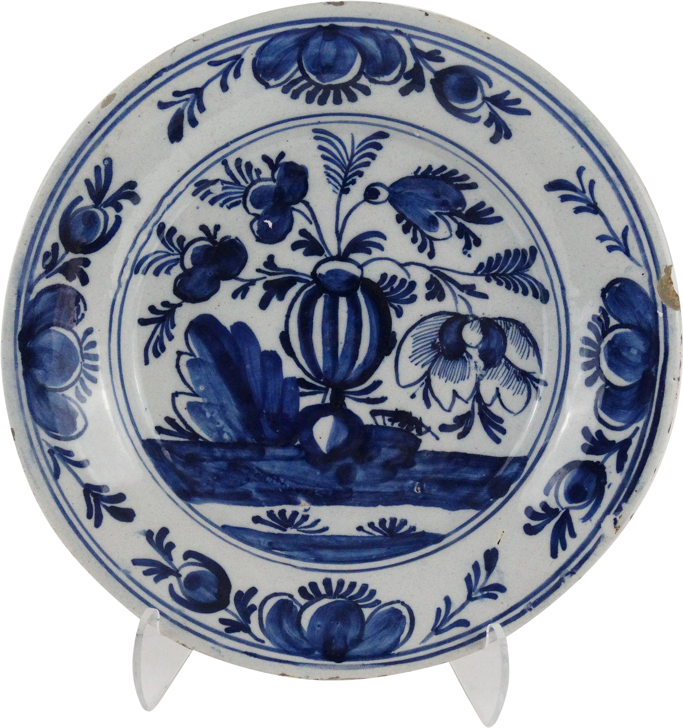 An 18th-century Dutch Delft Blue And White Plate - Blue And White Porcelain (1482x1482), Png Download