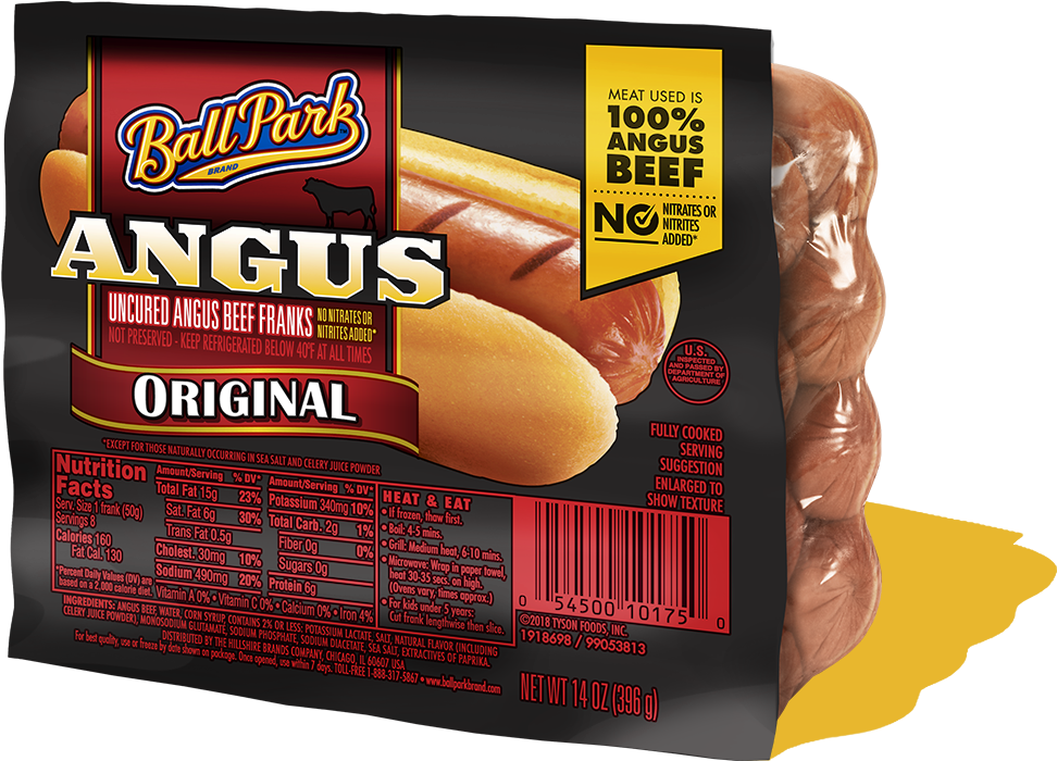 Angus Beef Hot Dogs - Ball Park Franks (971x800), Png Download