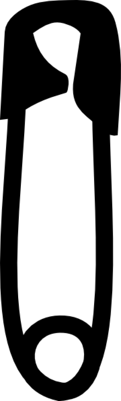 Diaper Pin Black Clip Art - Diaper Pin Clipart Black And White (400x1324), Png Download