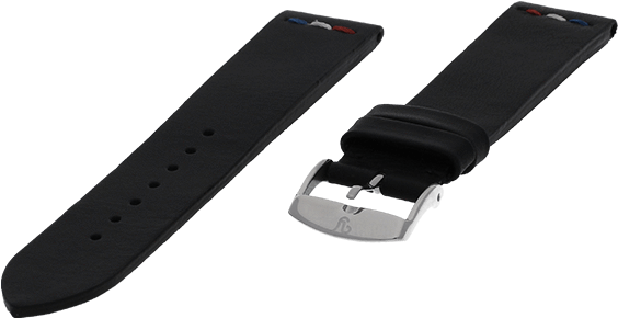 Black Leather Vintage France Flag Watch Band 19mm - Strap (684x662), Png Download