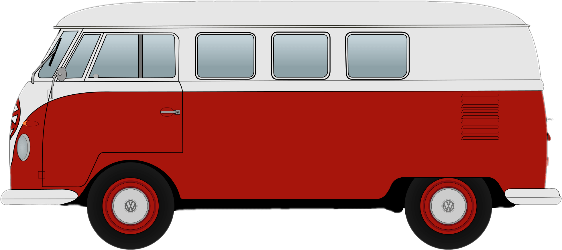 Red Volkswagen Camper Van Png Stickpng Transport - Vw Camper Van Clipart (2000x1200), Png Download