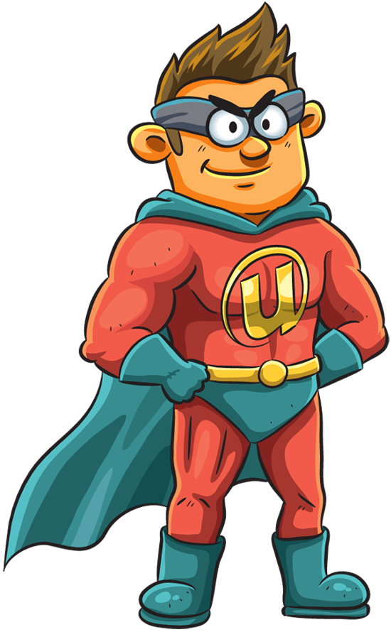 Amazing Superhero With Cape Standing With Hands On - Vector Graphics (550x890), Png Download