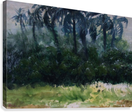 Coconut Trees Canvas Print - Painting (429x362), Png Download