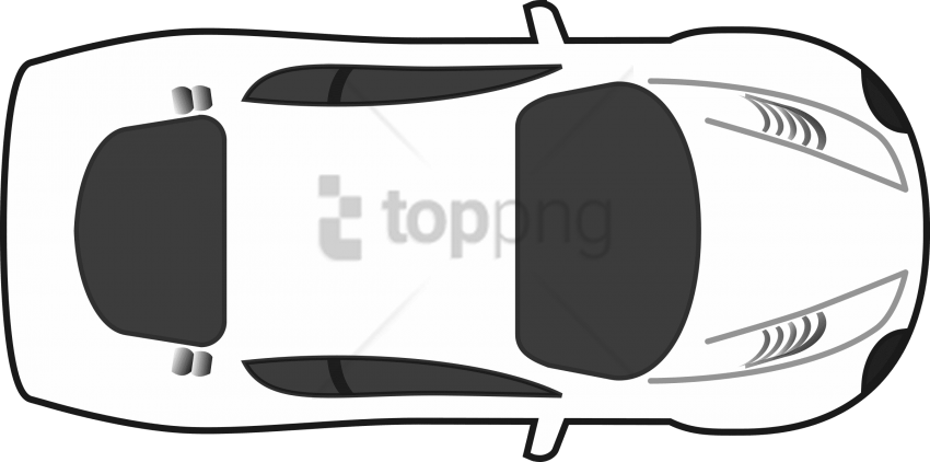 White Car - Car Top View Svg (600x297), Png Download