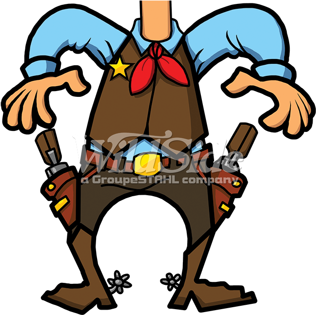 Cowboy Body - Cartoon Cowboy With Gun (675x675), Png Download