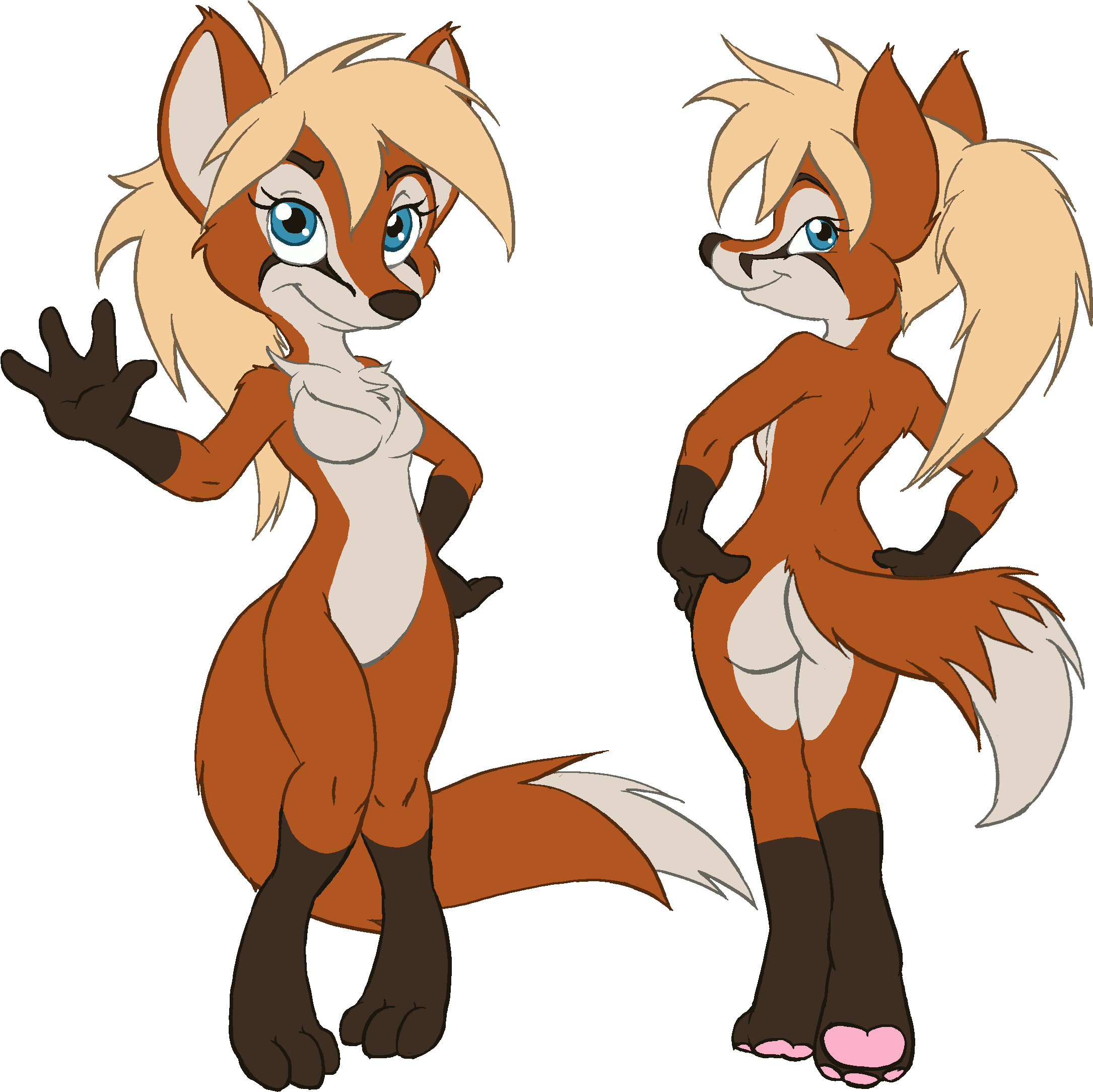 Anthro Vixen Fullbody - Cartoon (2586x2440), Png Download